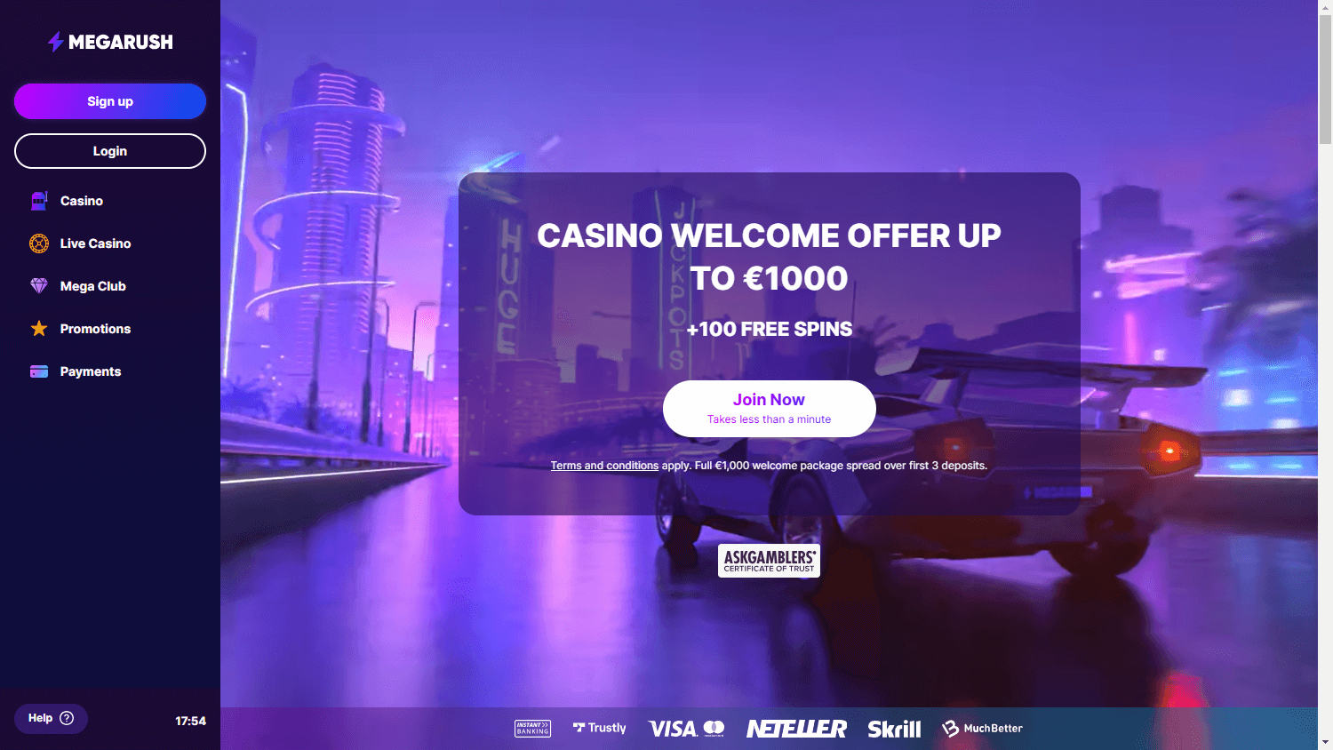 MegaRush_Casino_homepage_desktop