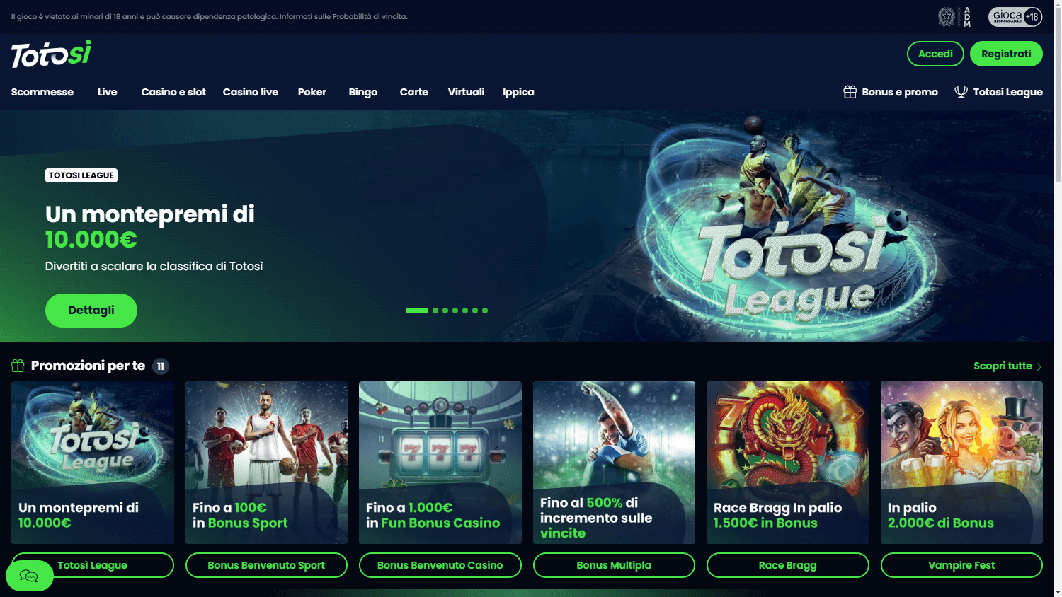 Totosi_Casino_homepage_desktop