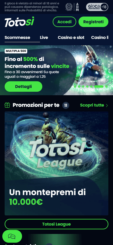 Totosi_Casino_homepage_mobile