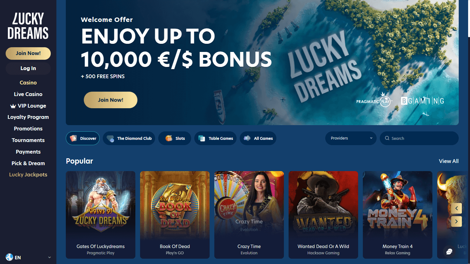 luckydreams_casino_homepage_desktop