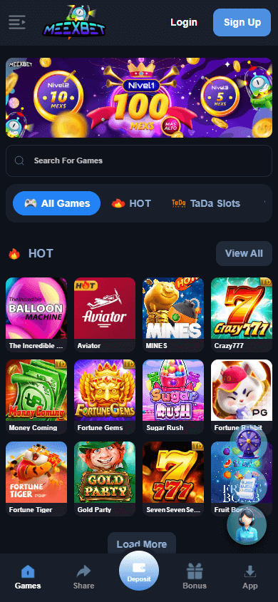 meexbet_casino_homepage_mobile