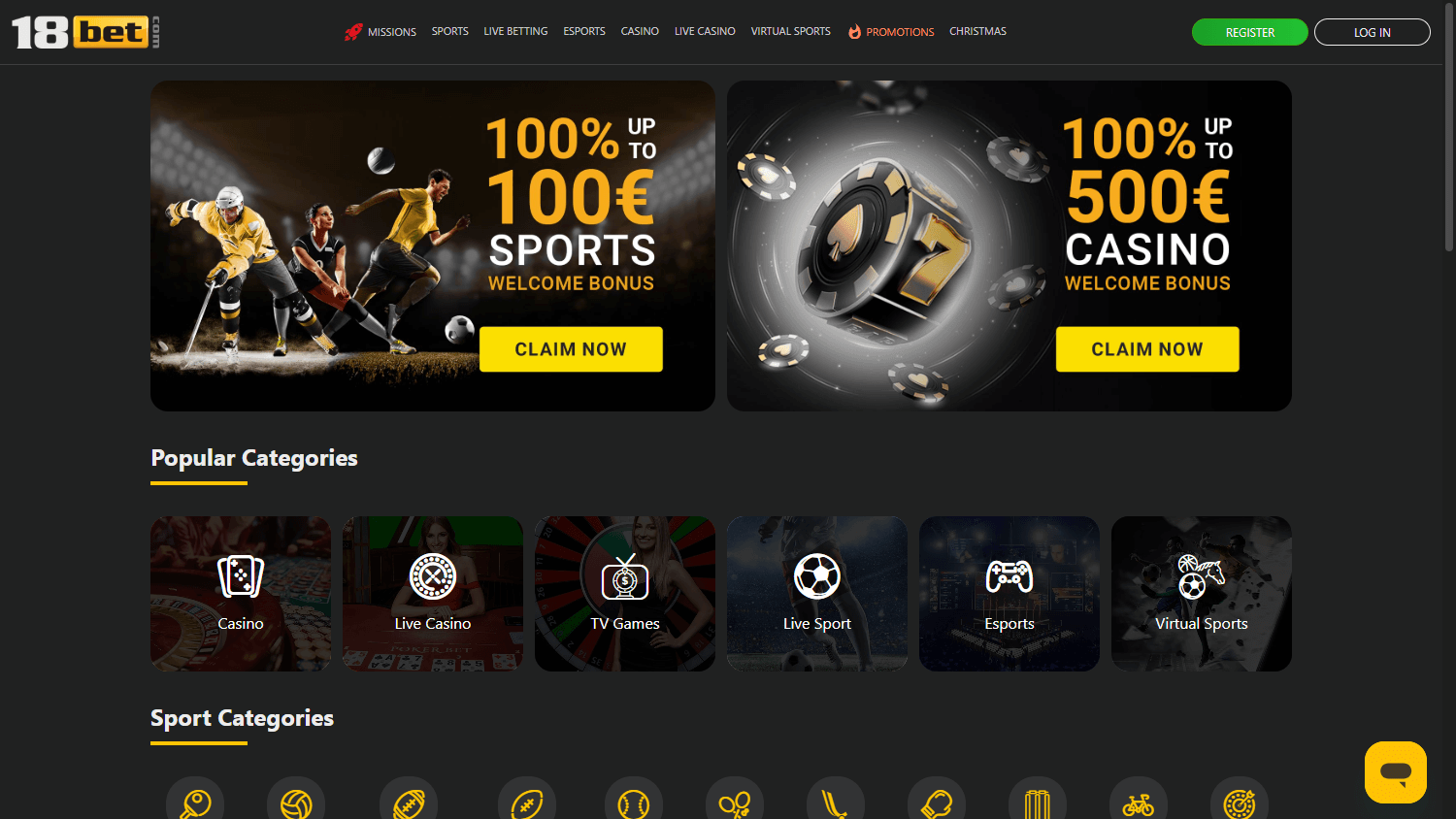 18bet_casino_homepage_desktop