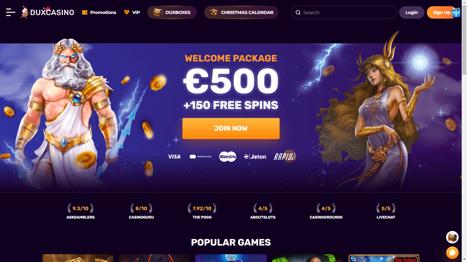 duxcasino_homepage_desktop