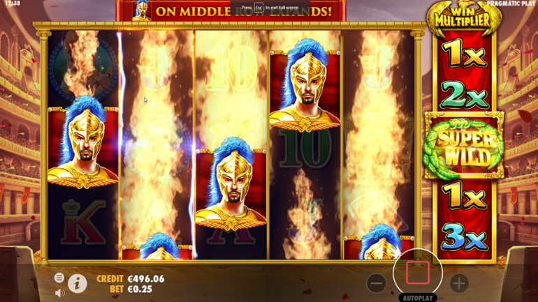 Wild Gladiators Super Wild respin feature