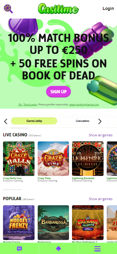 casilime_casino_homepage_mobile