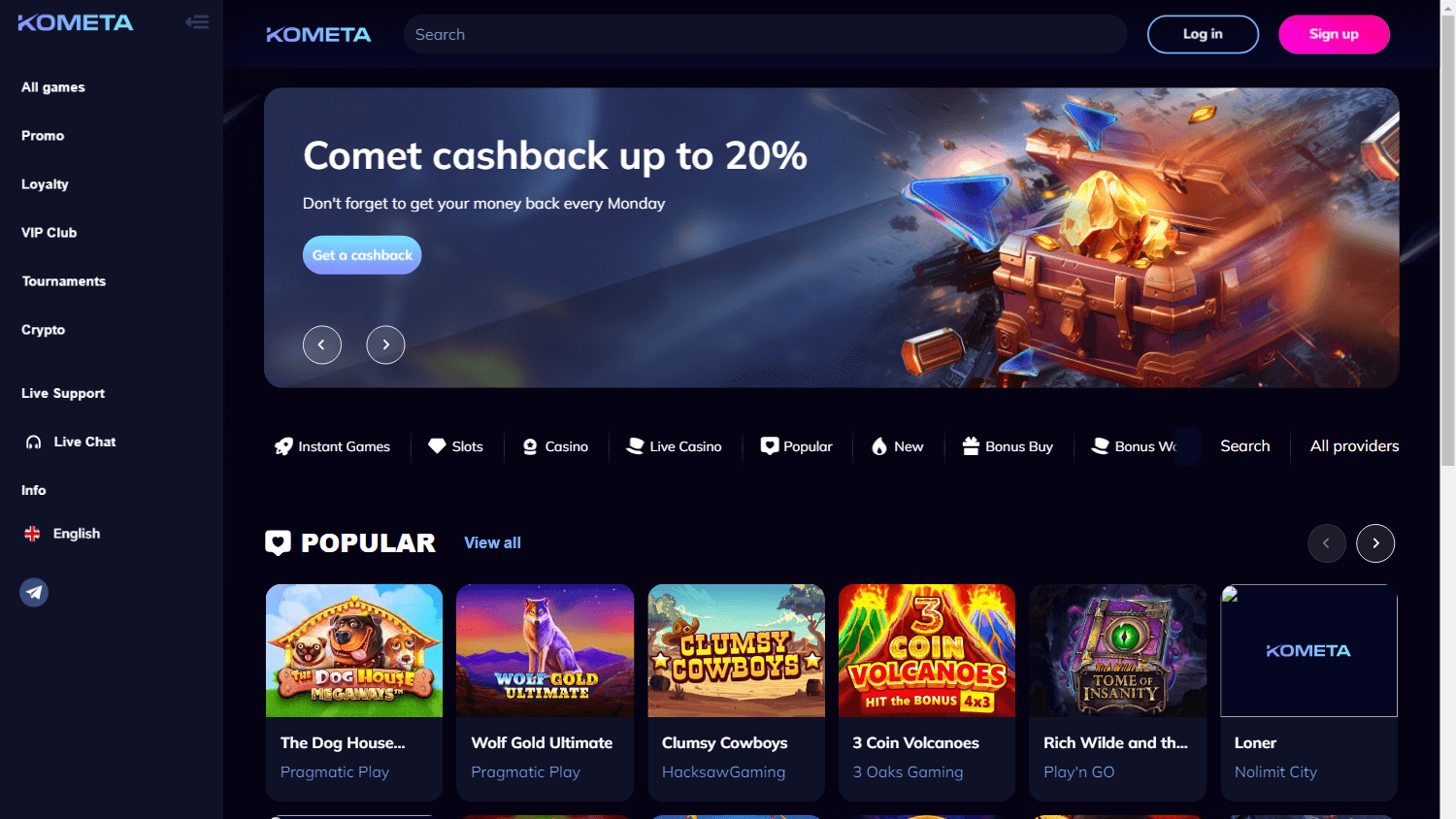 kometa_casino_homepage_desktop