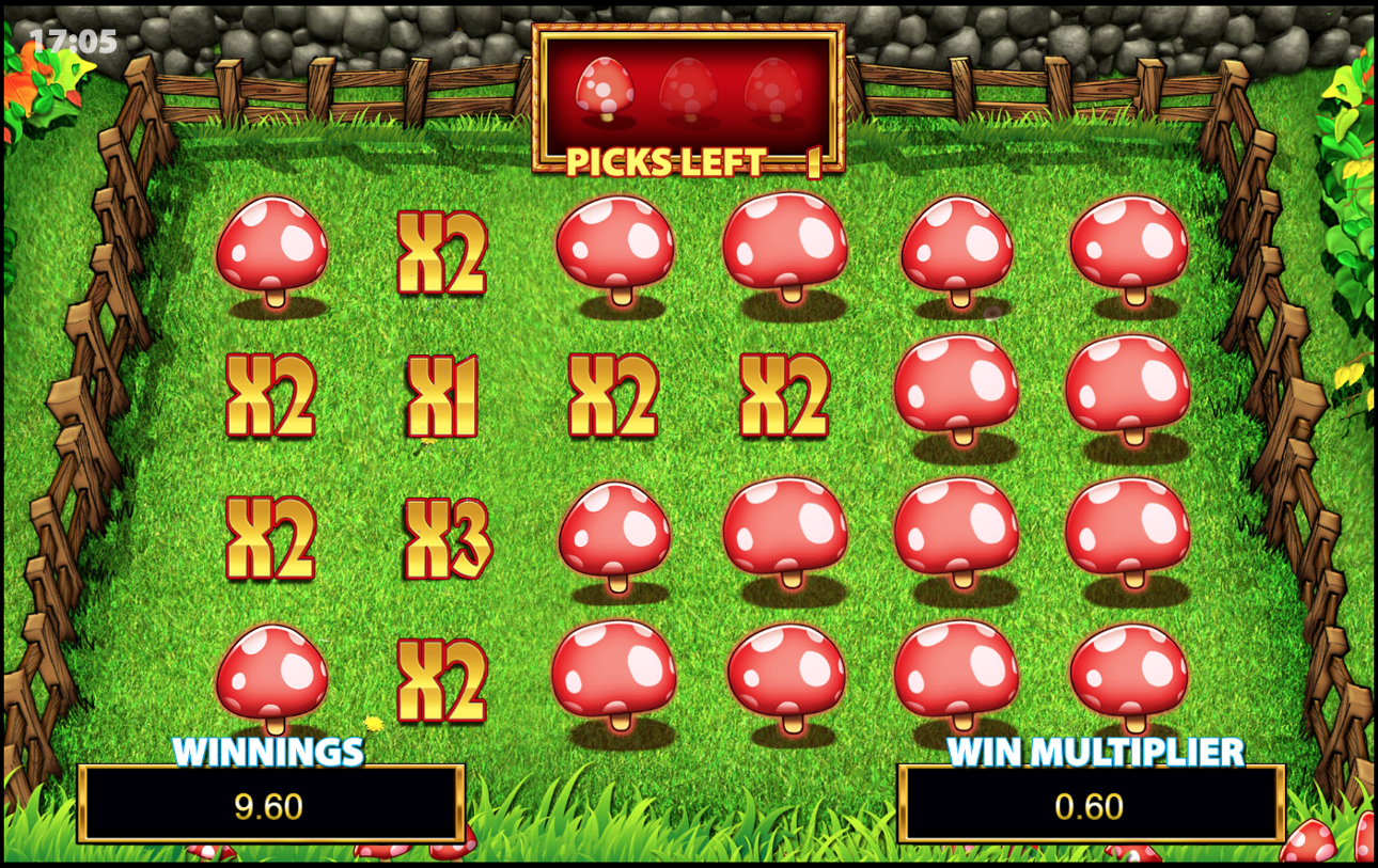Rainbow Riches Pick'n'Mix Toadstool bonus game