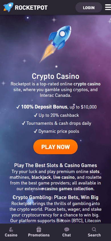 Rocketpot_Casino_homepage_mobile