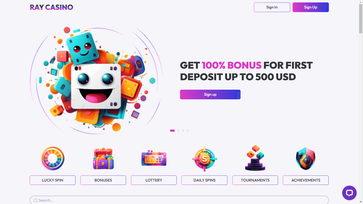 Ray_Casino_homepage_desktop