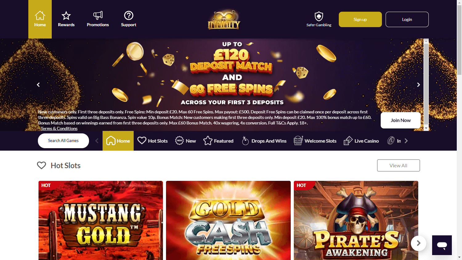infinity_casino_homepage_desktop