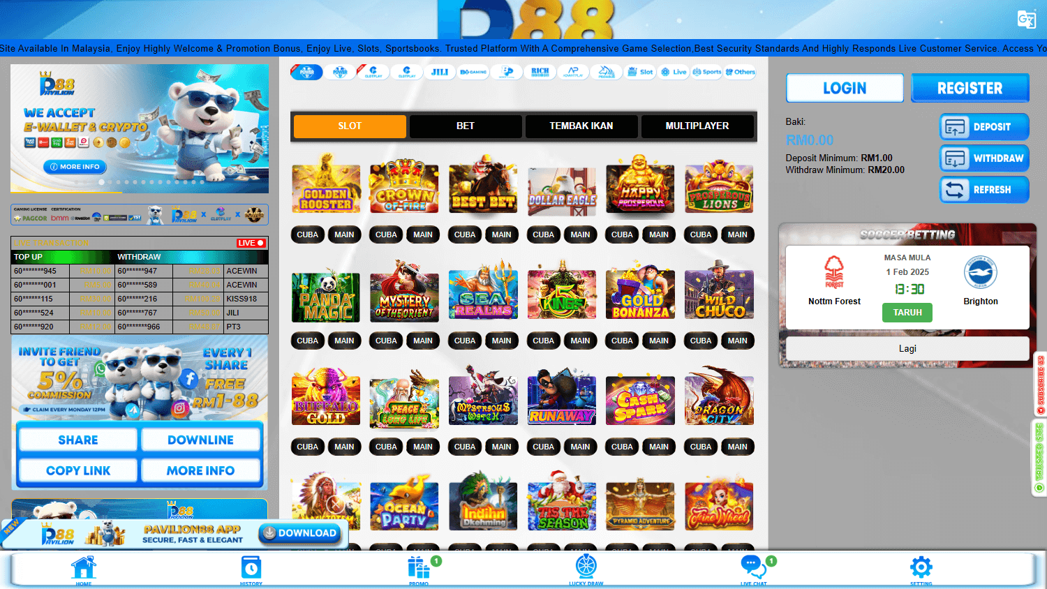 Pavilion88_Casino_homepage_desktop