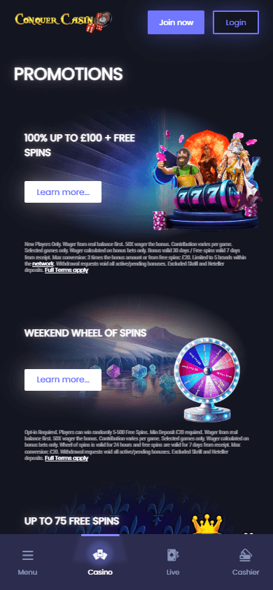 conquercasino_promotions_mobile