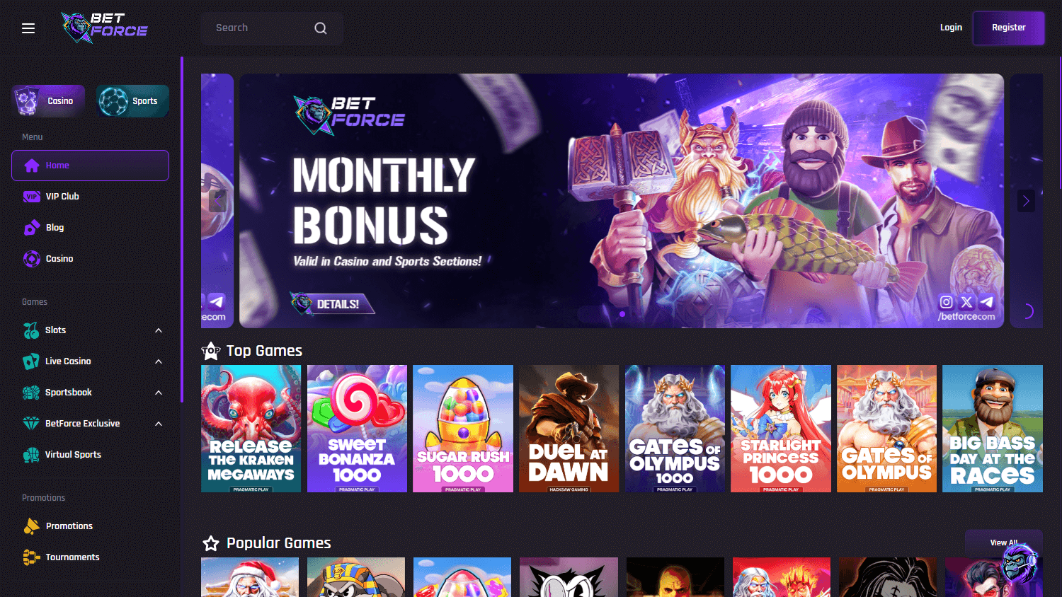 BetForce_Casino_homepage_desktop