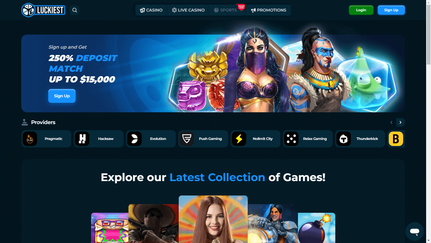 luckiest_casino_homepage_desktop