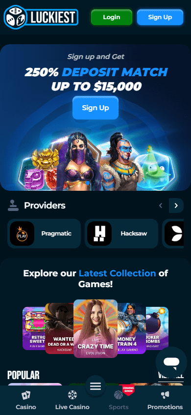 luckiest_casino_homepage_mobile
