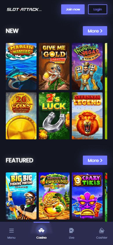 SlotAttack_Casino_homepage_mobile