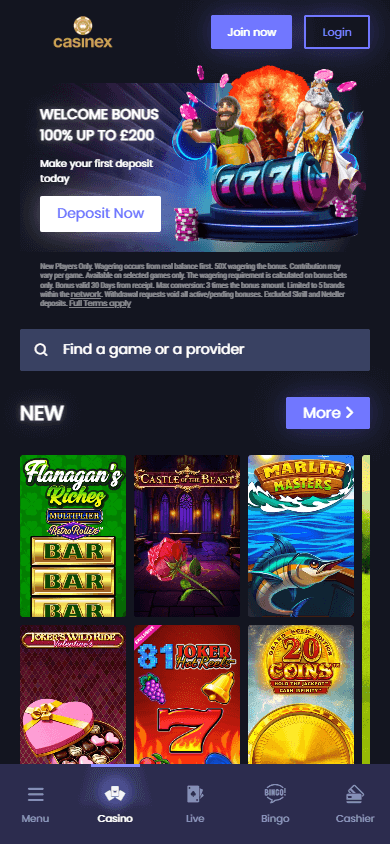 casinex_casino_homepage_mobile