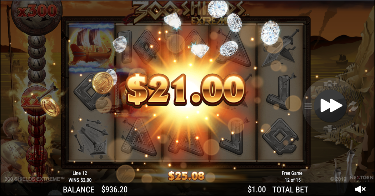 300 Shields Extreme bonus game win
