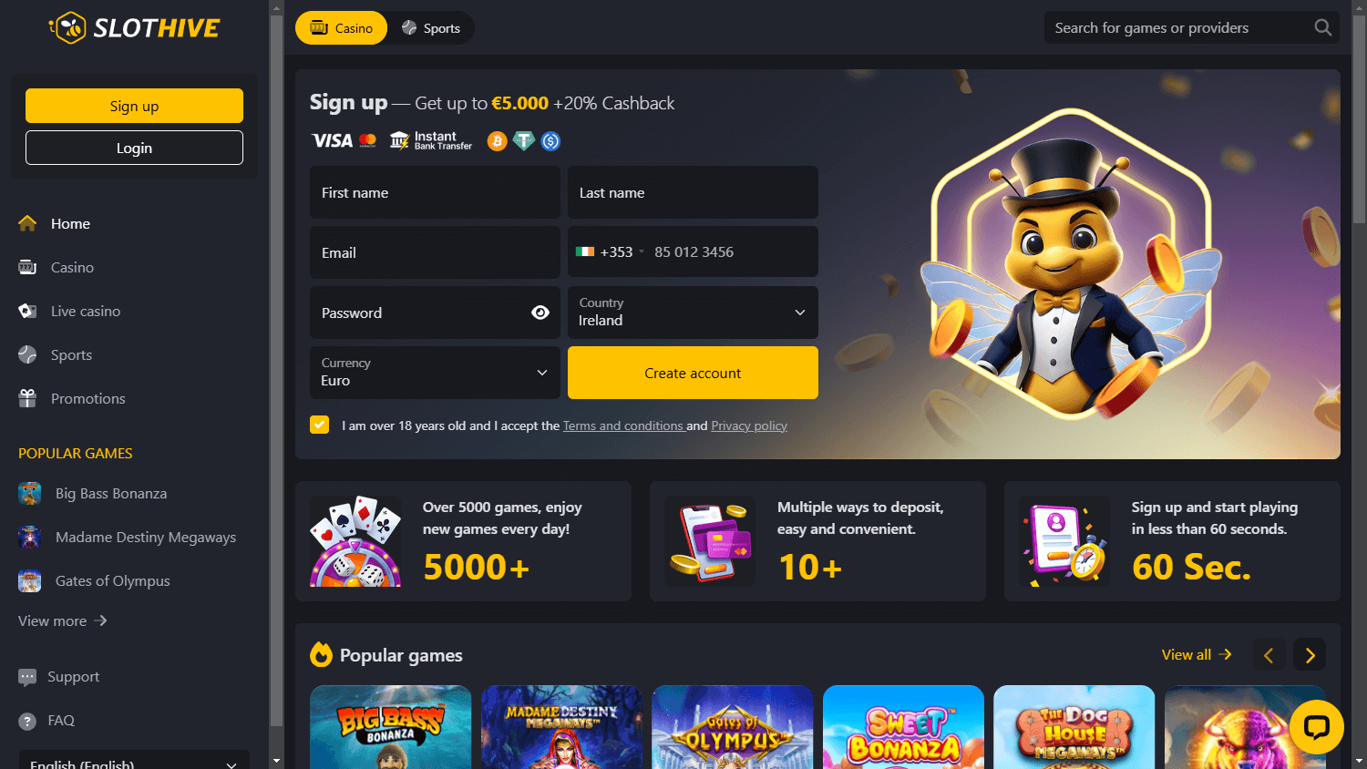 SlotHive_Casino_homepage_desktop