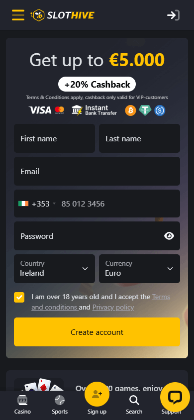 SlotHive_Casino_homepage_mobile