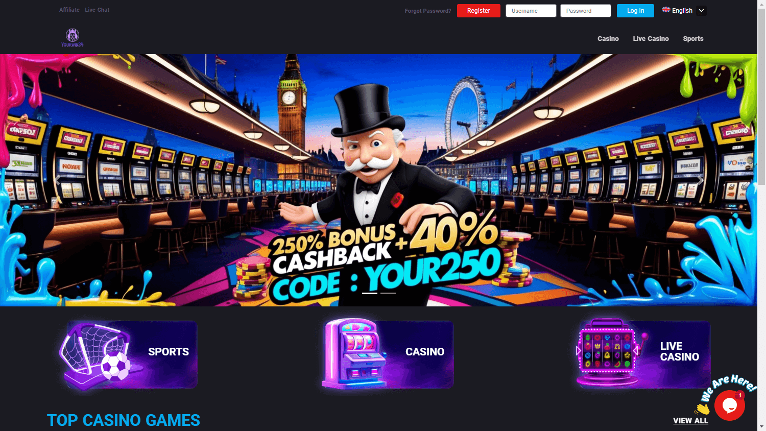 YourWin_Casino_homepage_desktop