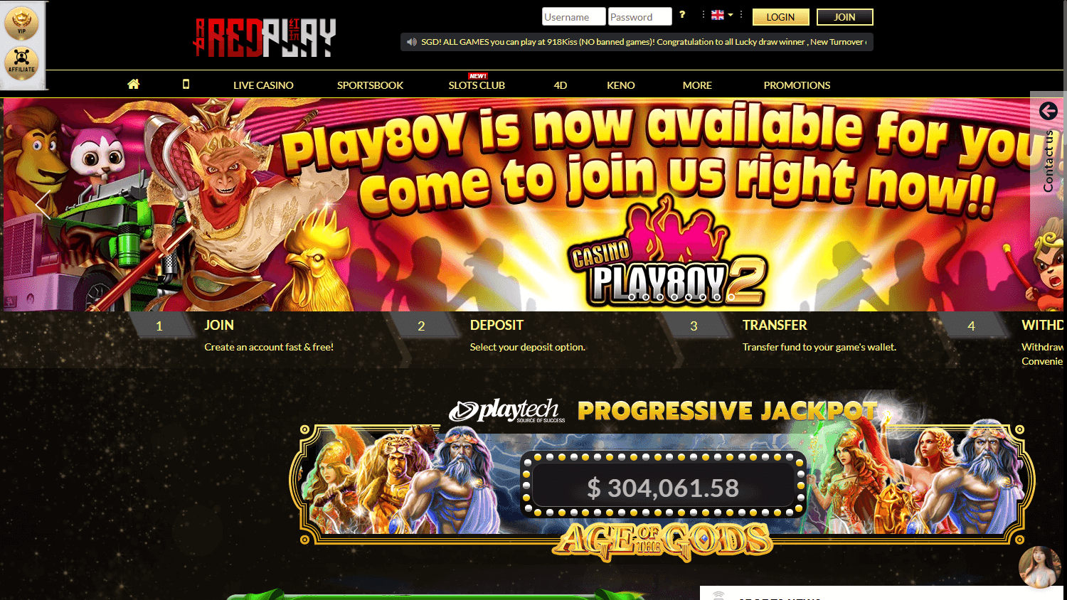 RedPlay2U_Casino_homepage_desktop