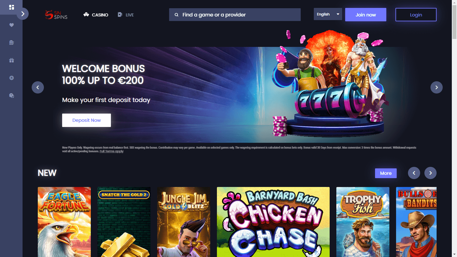 Sin_Spins_Casino_homepage_desktop