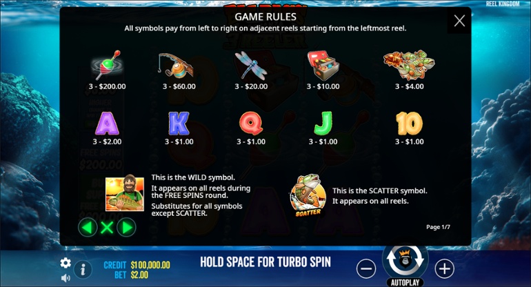 Big Bass Bonanza 3 Reeler full paytable