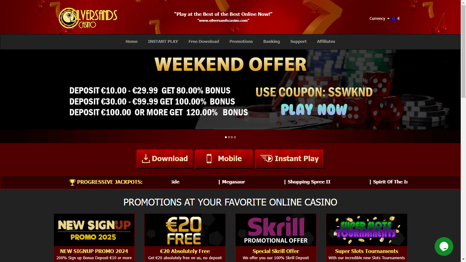 Silver_Sands_Casino_homepage_desktop