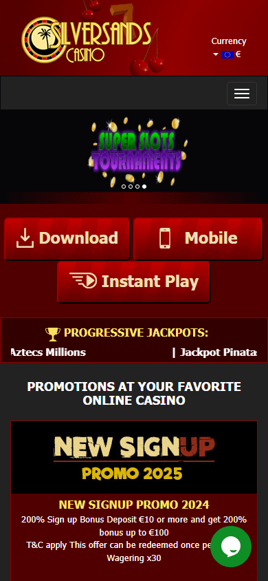 Silver_Sands_Casino_homepage_mobile
