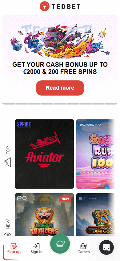 TedBet_Casino_homepage_mobile