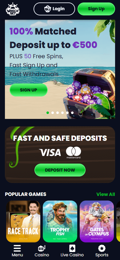 WreckBet_Casino_homepage_mobile