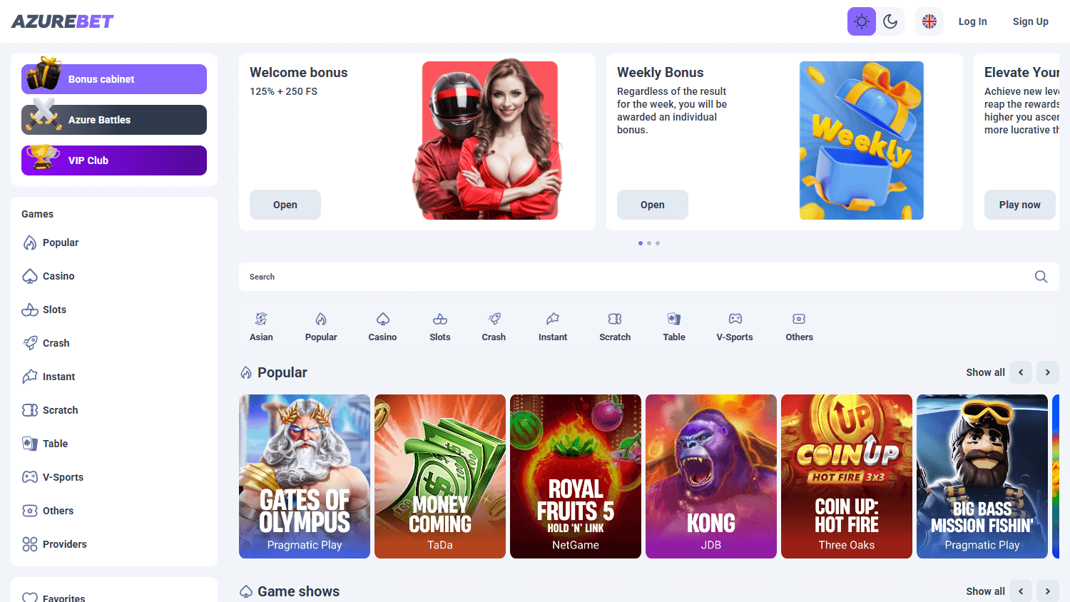 Azurebet_Casino_homepage_desktop