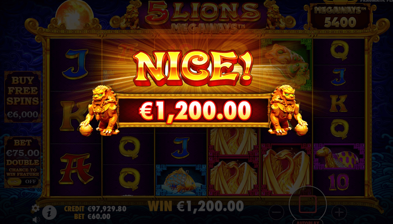 5 Lions Megaways big win