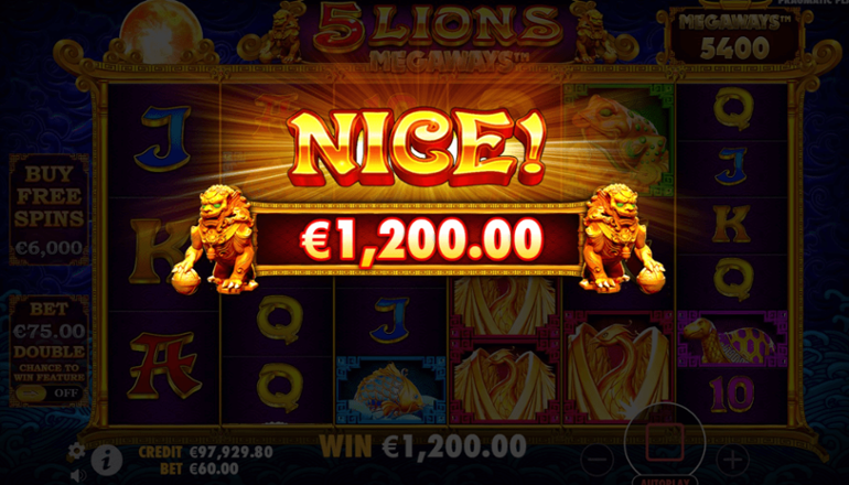 5 Lions Megaways big win