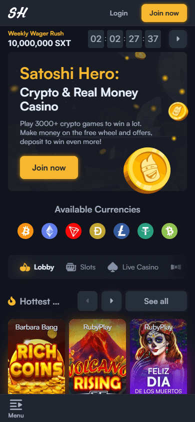 satoshi_hero_casino_homepage_mobile
