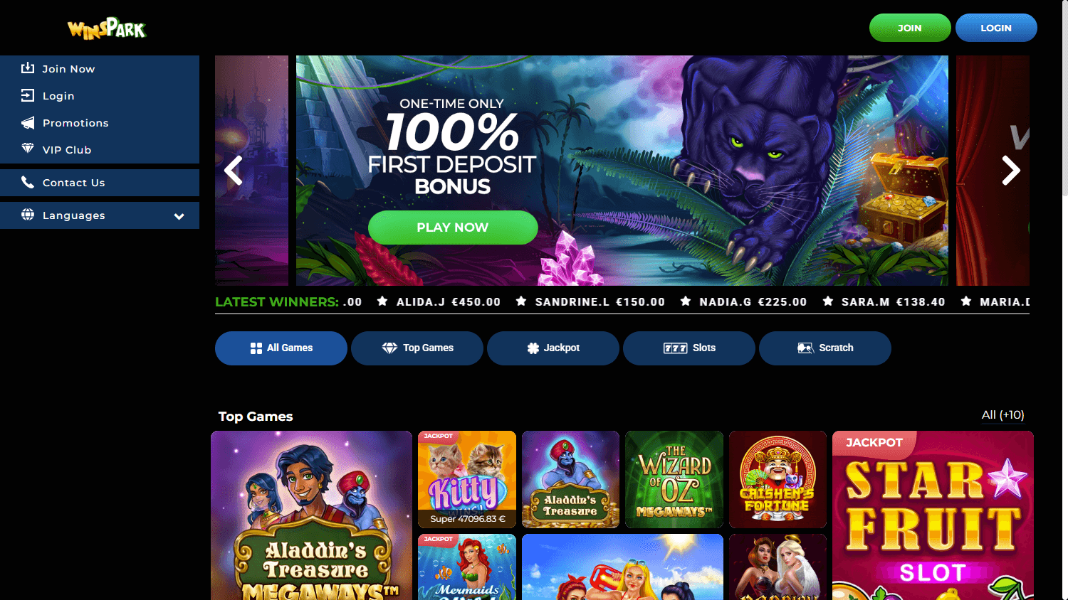 winspark_casino_homepage_desktop