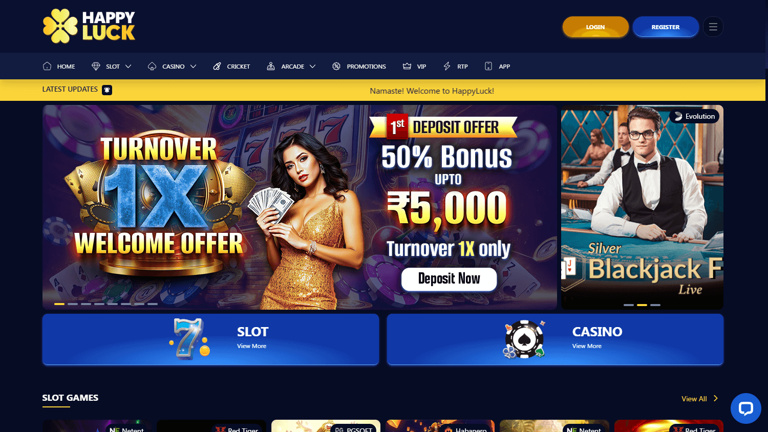 happyluck_casino_homepage_desktop