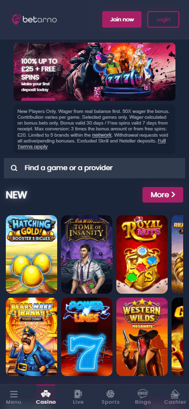 betarno_casino_homepage_mobile