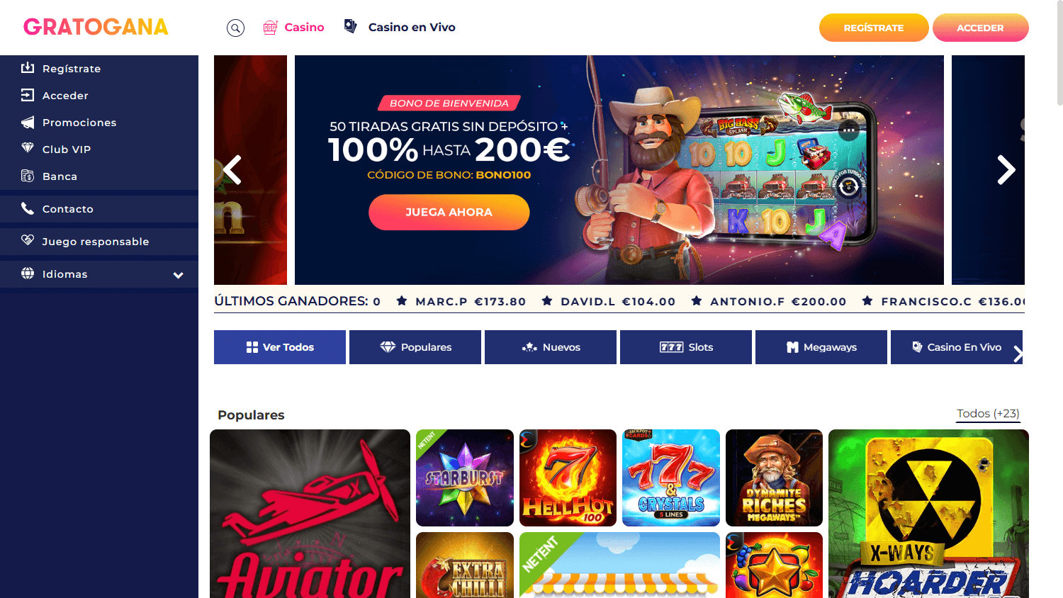 gratogana_casino_homepage_desktop