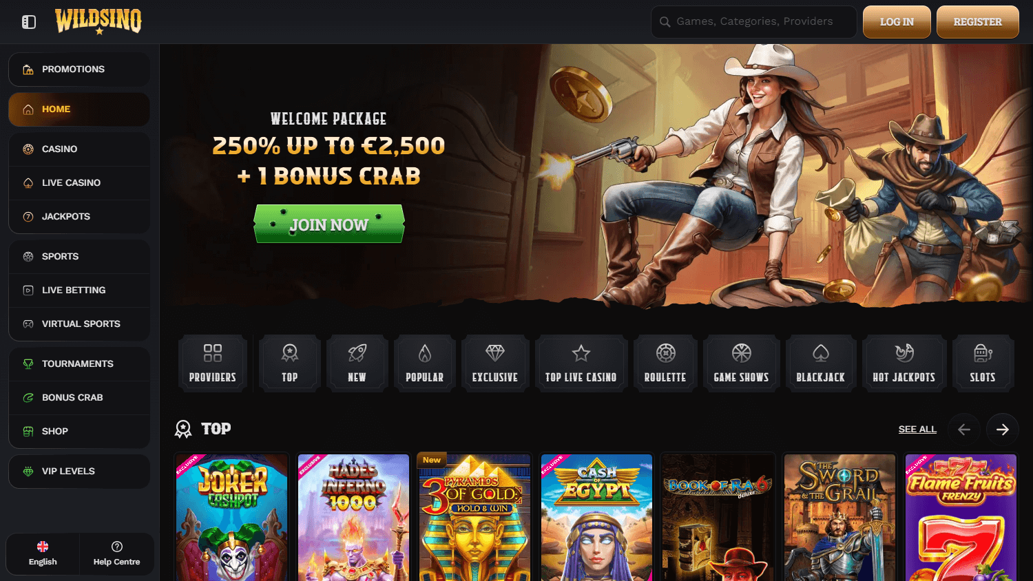 wildsino_casino_homepage_desktop