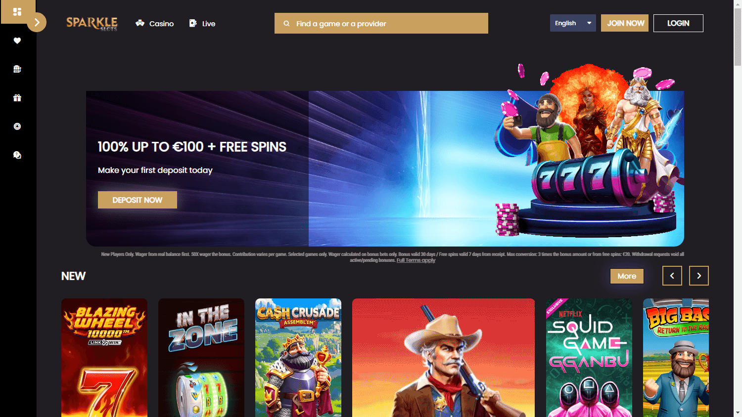 SparkleSlots_Casino_homepage_desktop