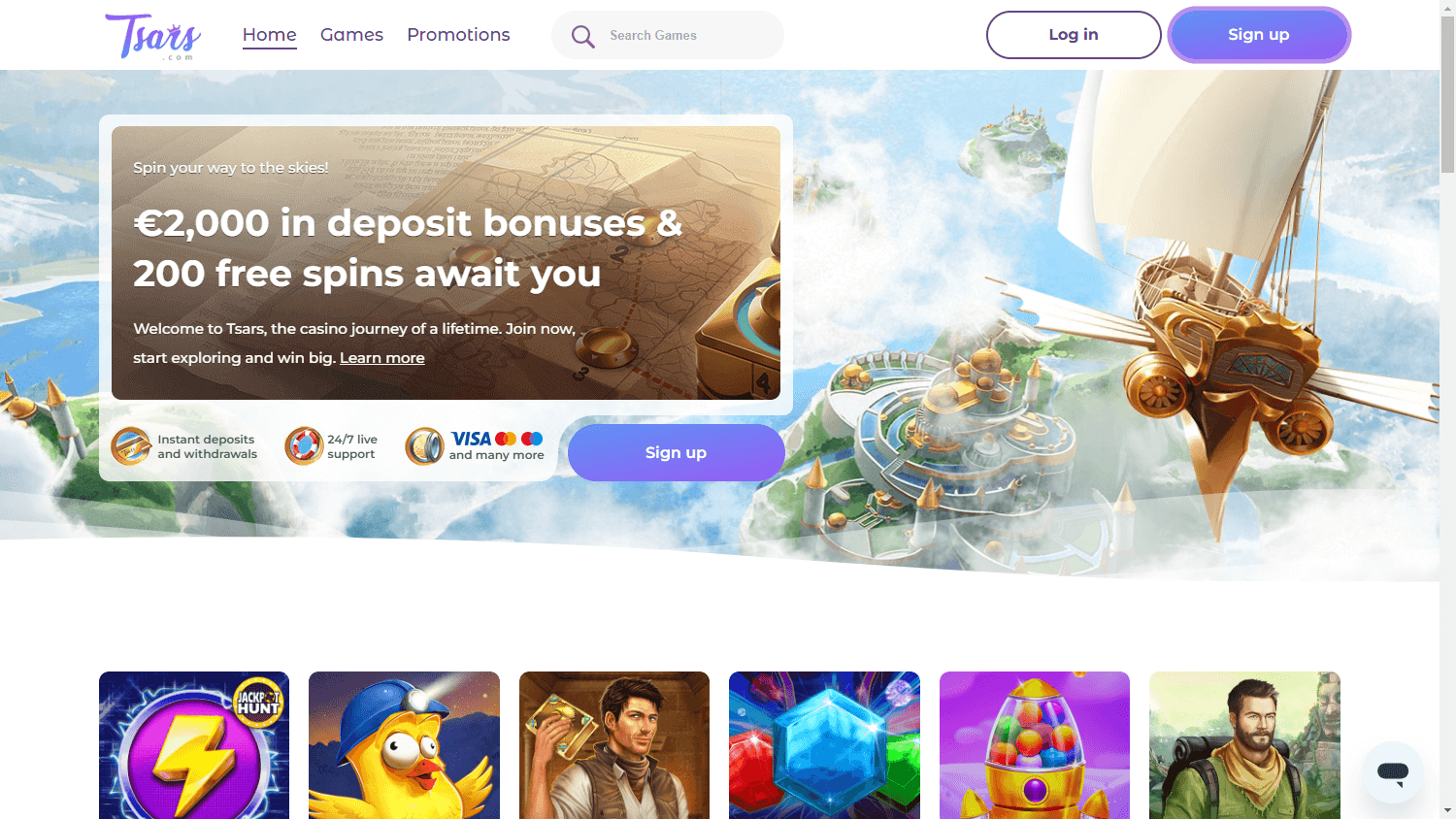 Tsars_Casino_homepage_desktop