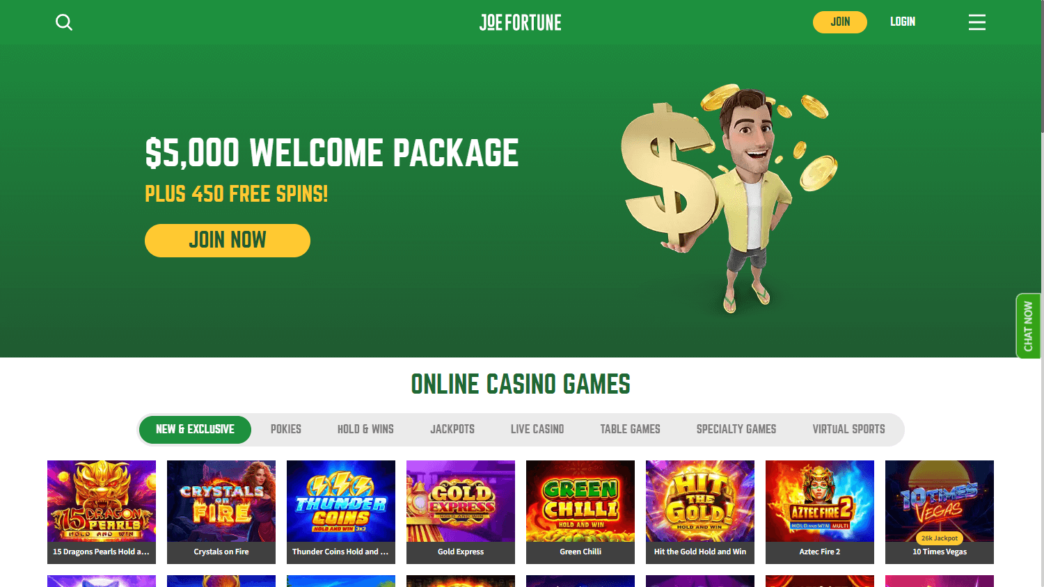 Joe_Fortune_Casino_homepage_desktop