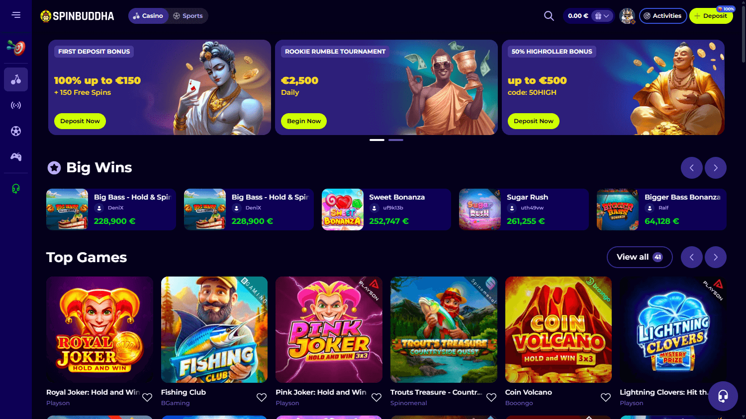 spinbuddha_casino_homepage_desktop