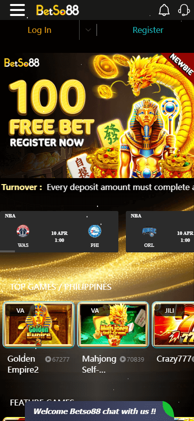 Betso88_Casino_homepage_mobile
