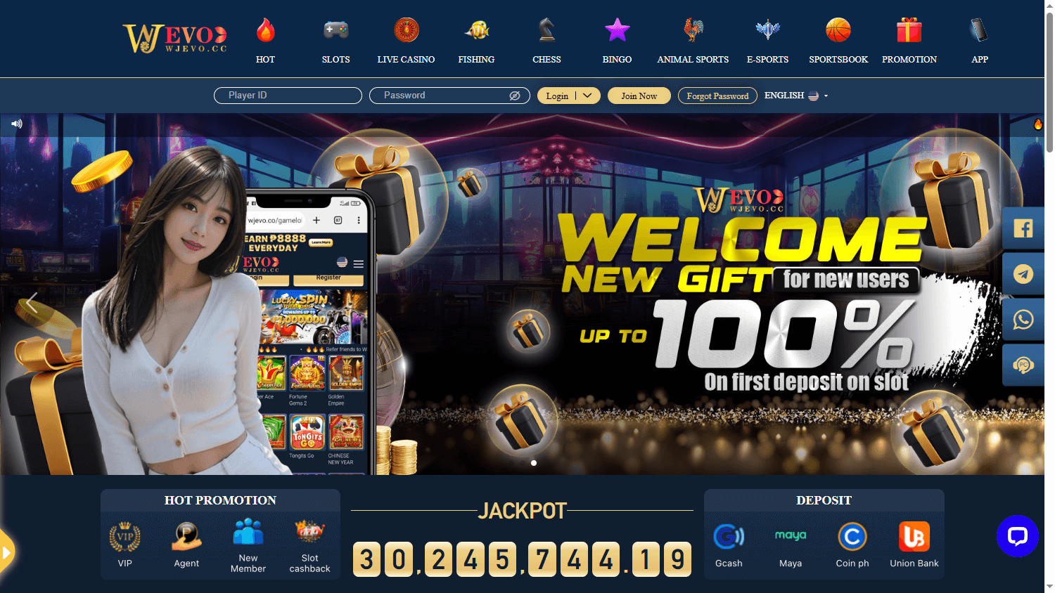 Wjevo_Casino_homepage_desktop