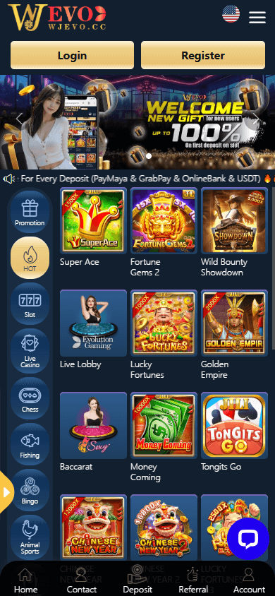 Wjevo_Casino_homepage_mobile
