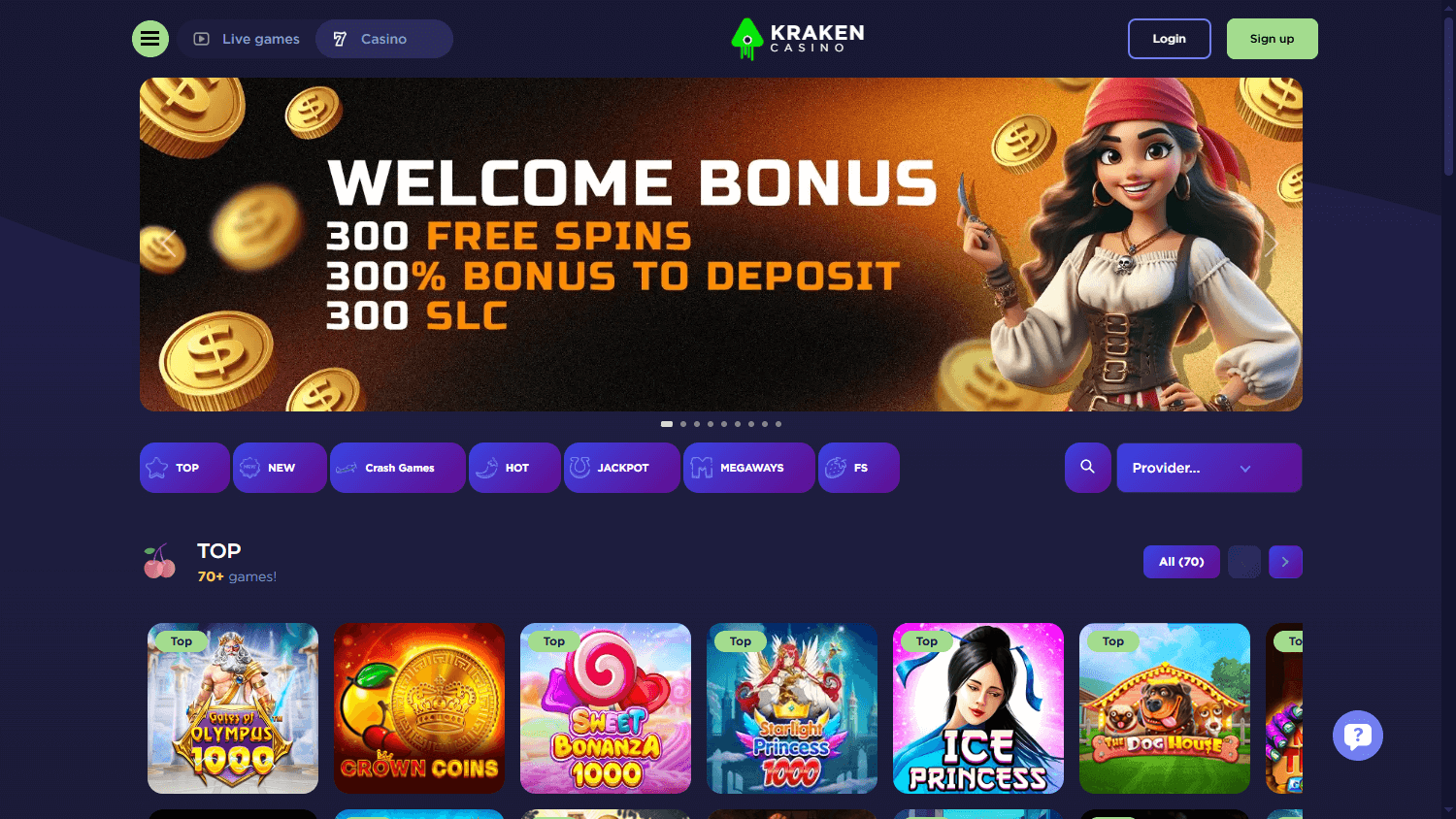 Kraken_Casino_homepage_desktop