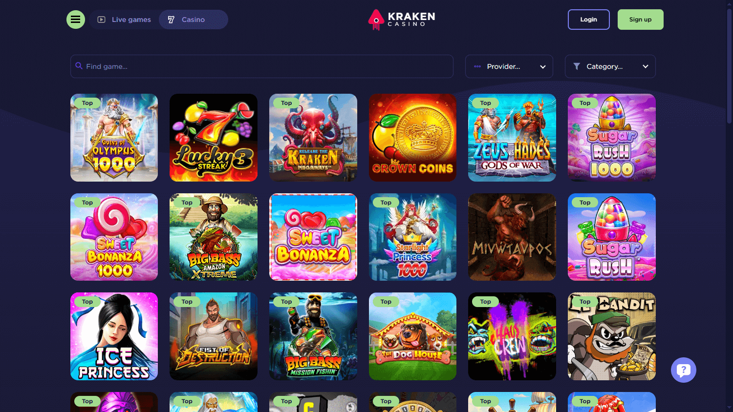 Kraken_Casino_game_gallery_desktop